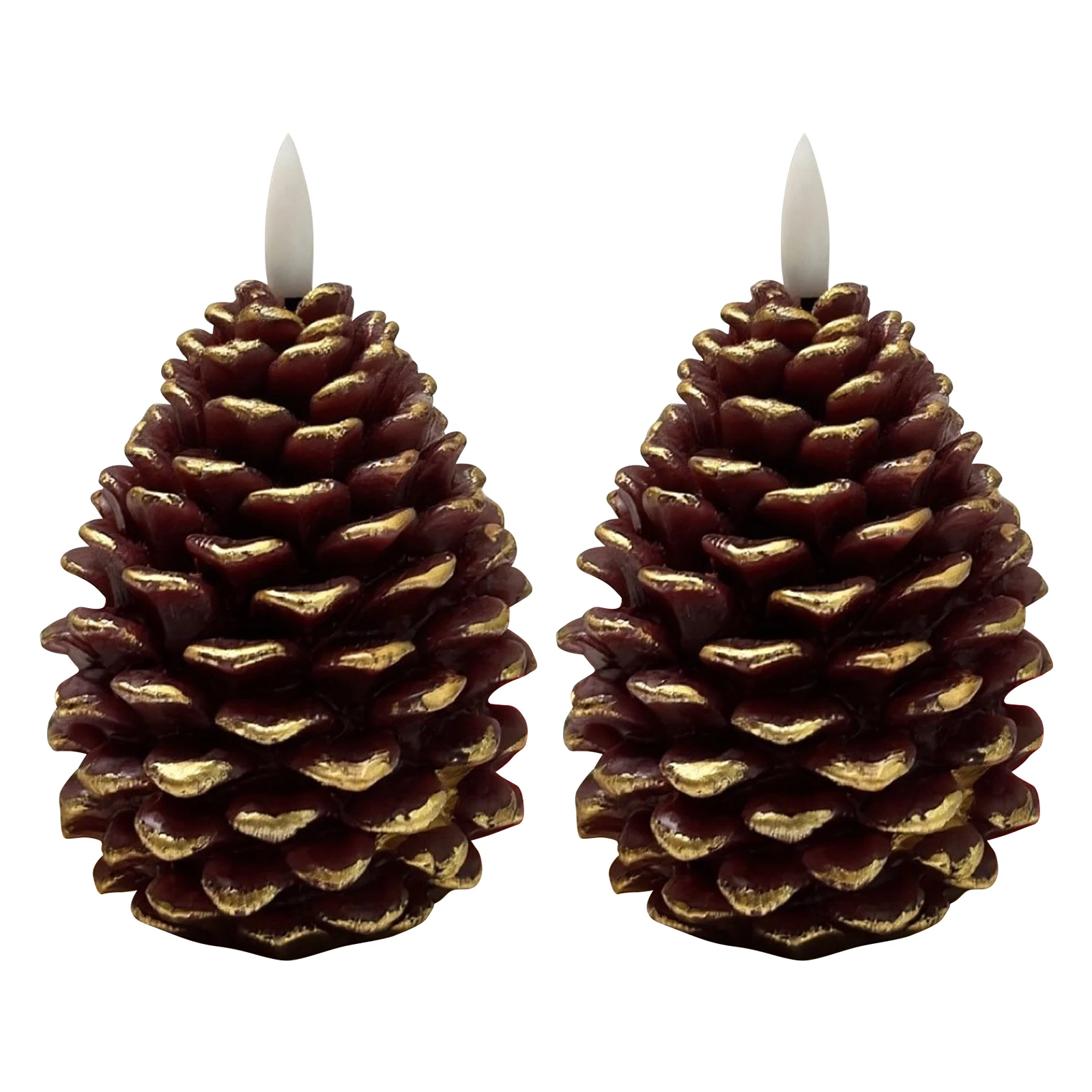 

Упаковка из 2 рождественских свечей сосновой шишки на батарейках, беспламенная свеча из сосновой шишки, светодиодная свеча из сосновой шишки для украшения домашней вечеринки