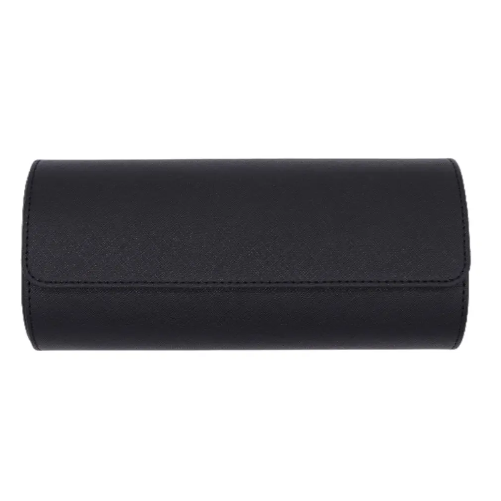 

Carbon Fiber Pu Smooth Soft Comfortable Leather 3 Grid Jewelry Watch Display Storage Gift Boxes Cylinder Black