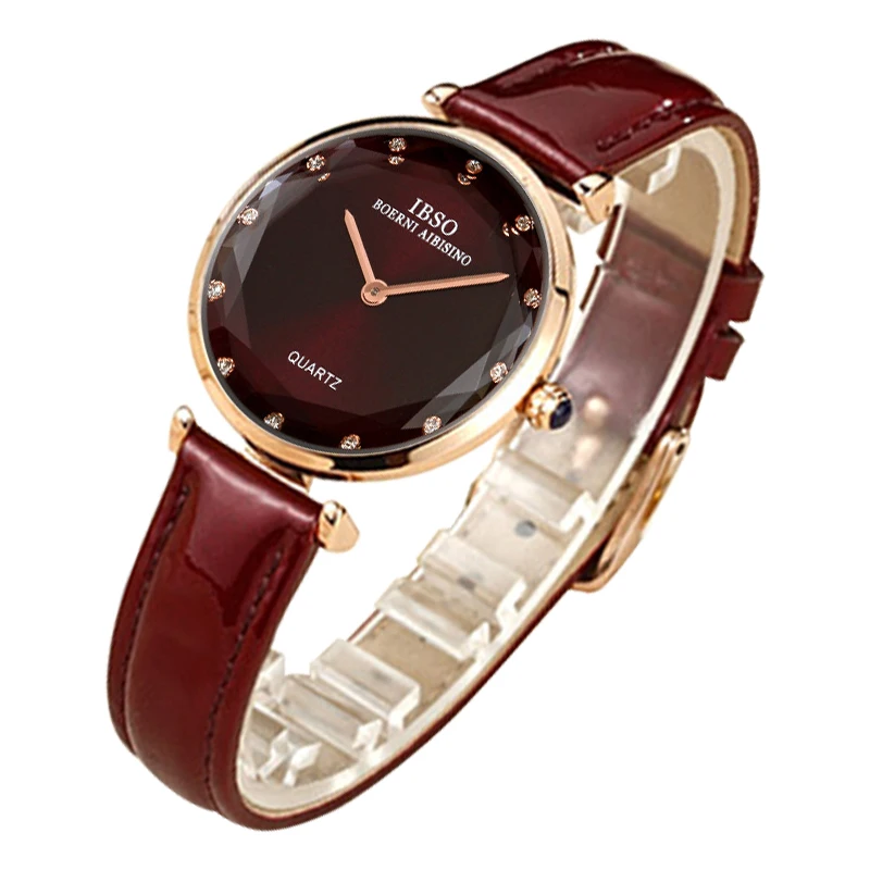 Fashion Women Watch Golden Claret Small Adolescent Hand Clock Female Gift Ultra Luxury Brand Leather Waterproof Wristwatch Lady