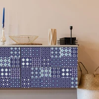 blue white pattern matte surface floor sticker adhesive tile decoration film for tiles ground in kitchen bathroom non slip