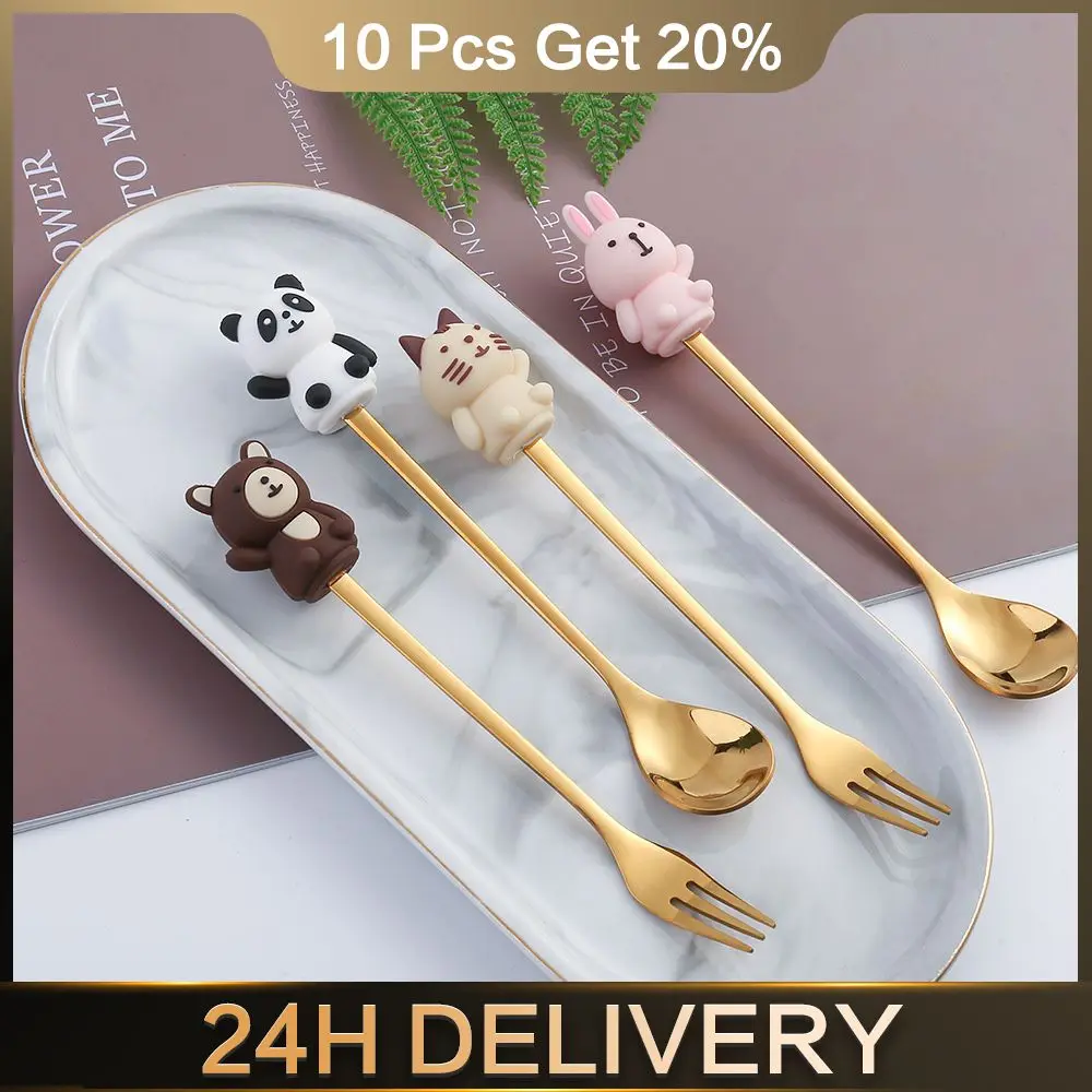 

Coffee Spoon Fruit Dessert Fork Milk Ice Cream Spoons Creative Kitchen Accessories Ice Cream Tea Stirring Spoons Lovely Spoon