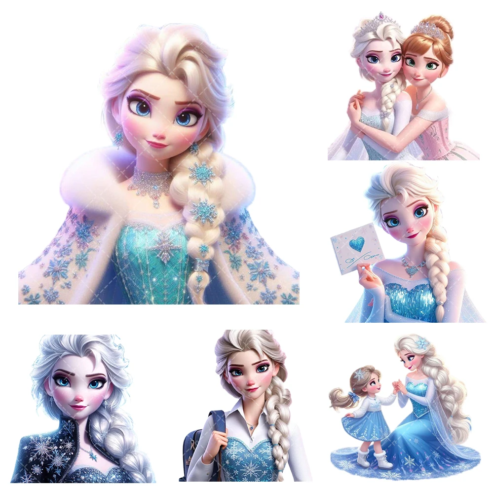 Теплообменная наклейка принцессы Эльзы и Анны Диснея моющаяся для футболок