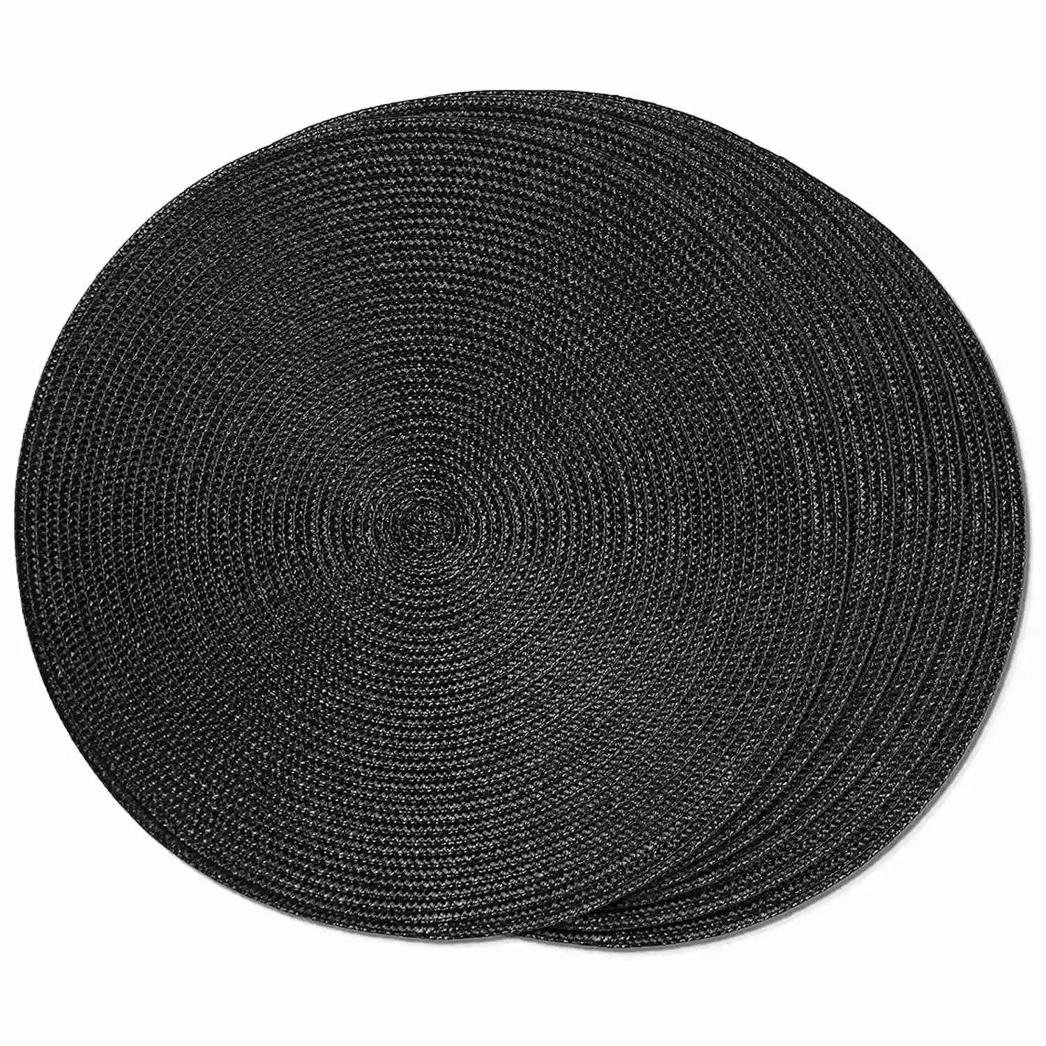 

Round Braided Placemats Set of 6 Table Mats for Dining Tables Woven Washable Non-Slip Place Mats 15 Inch Halloween Black