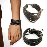 hot sell 100 hand woven fashion jewelry women men hand woven fashion multilayer leather braided rope wristband bracelet