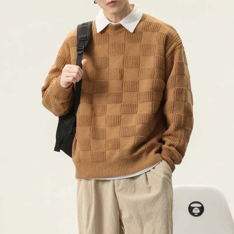 Свитер с круглым вырезом в стиле BNIdleМужской повседневный утолщенный вязаный