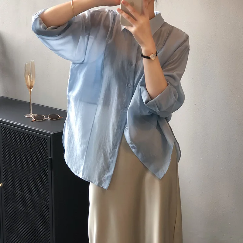 Женская рубашка с длинным рукавом новый стиль лето 2023