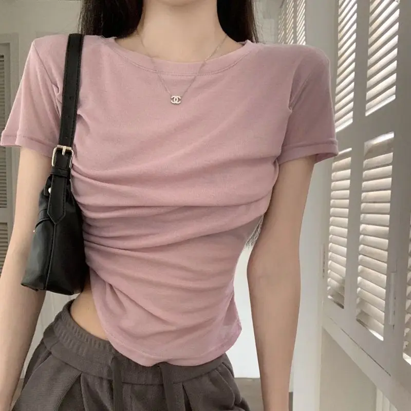 

Hsa Sexy Clubwear Crop Top Summer Perspective Sheer Mesh Short Sleeve Blouses Woman Skinny O neck Korean Streetwear Tops