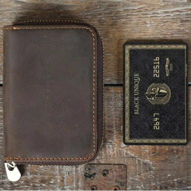 Crazy Horse Leather Organ Card Bag Head Layer Cowhide Multi-card Coin Purse Men and Women Leather Driver's License Card Bag