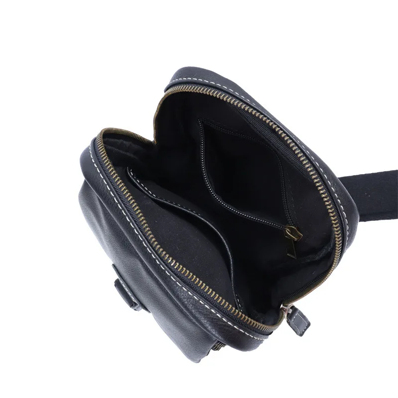 Genuine Leather Men's Chest Bag Business Black Male Shoulder Bag High Quality Crossbody Bags For Men Casual Sling Messenger Bag