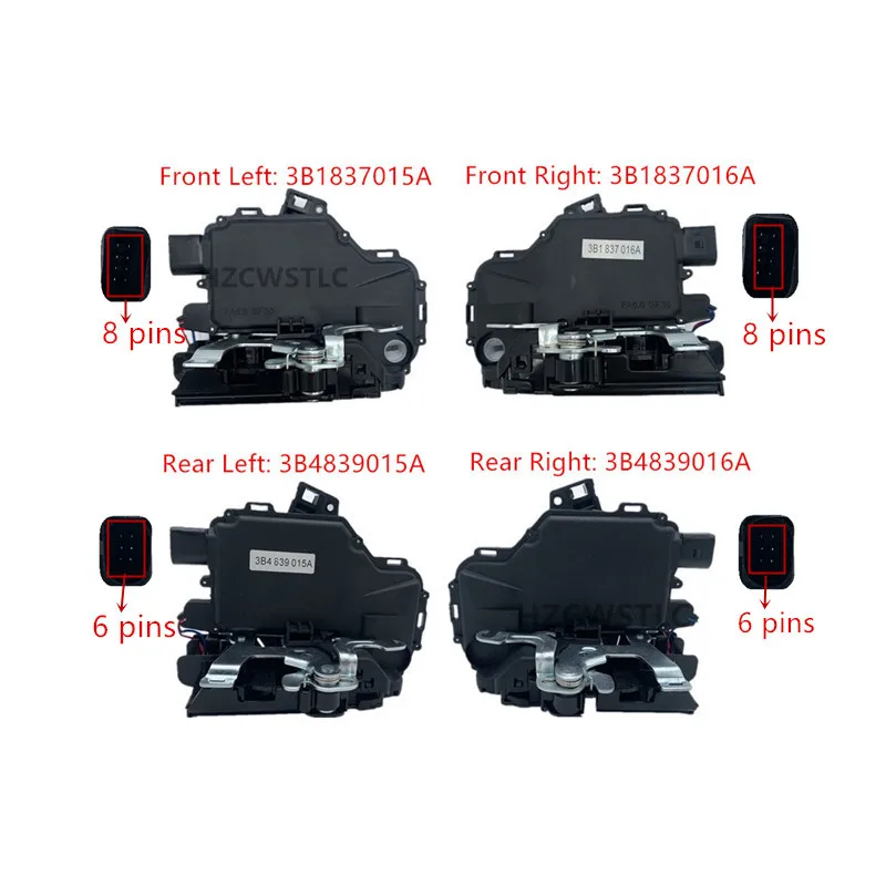 

4PCS For Passat B5 Golf MK4 3B1837015A 3B1837016A 3B4839015A 3B4839016A NEW Door Lock Latch Actuators Front Rear Left Right