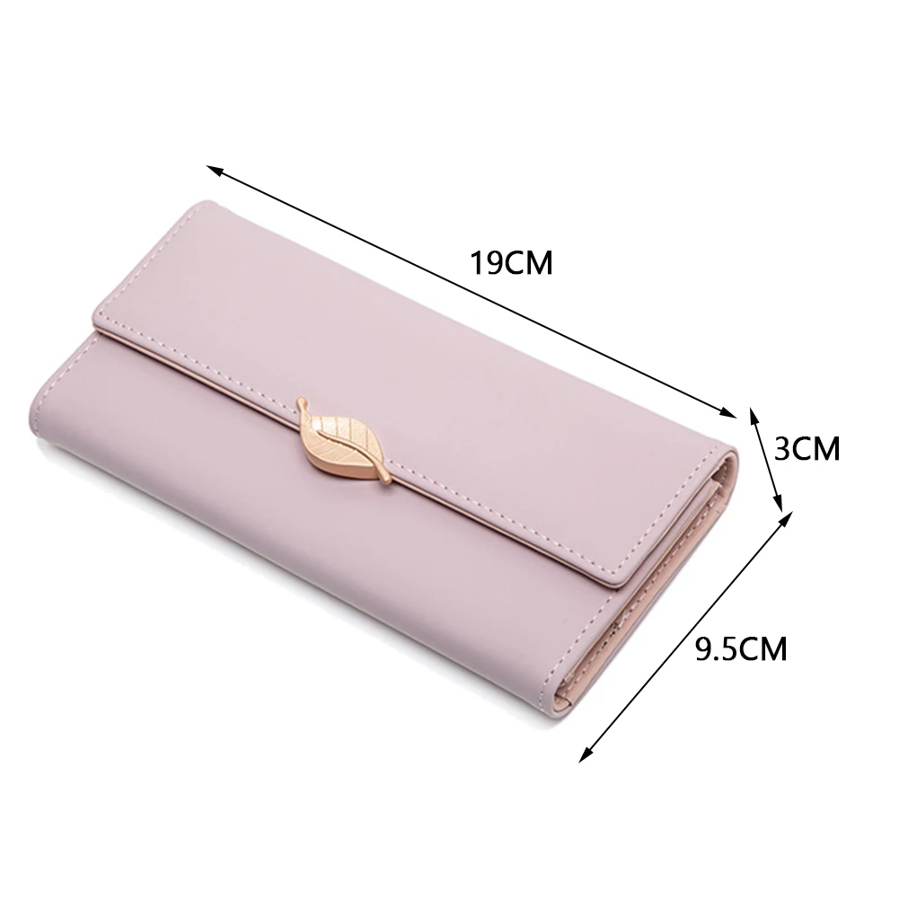 Fancy Golden Leaves Buckle Long Wallet For Women Wear-Resistant Ultra-thin Coin Purse Money Card Storage Unique Handbags