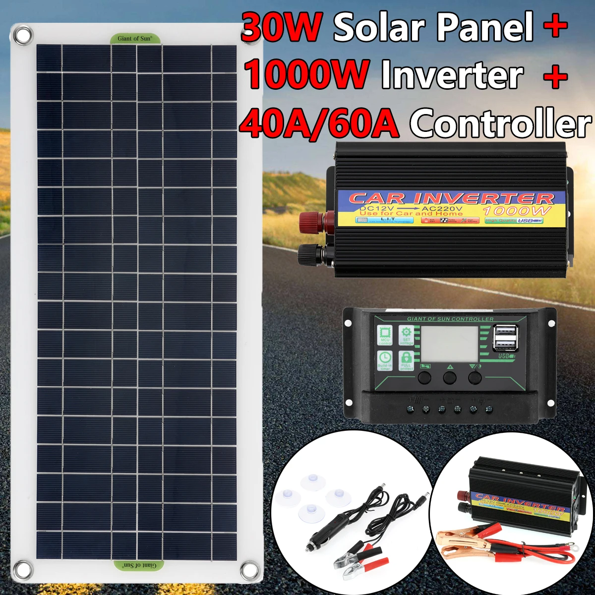 Комплект солнечных панелей 220 В зарядное устройство для батарей инвертор 1000 Вт