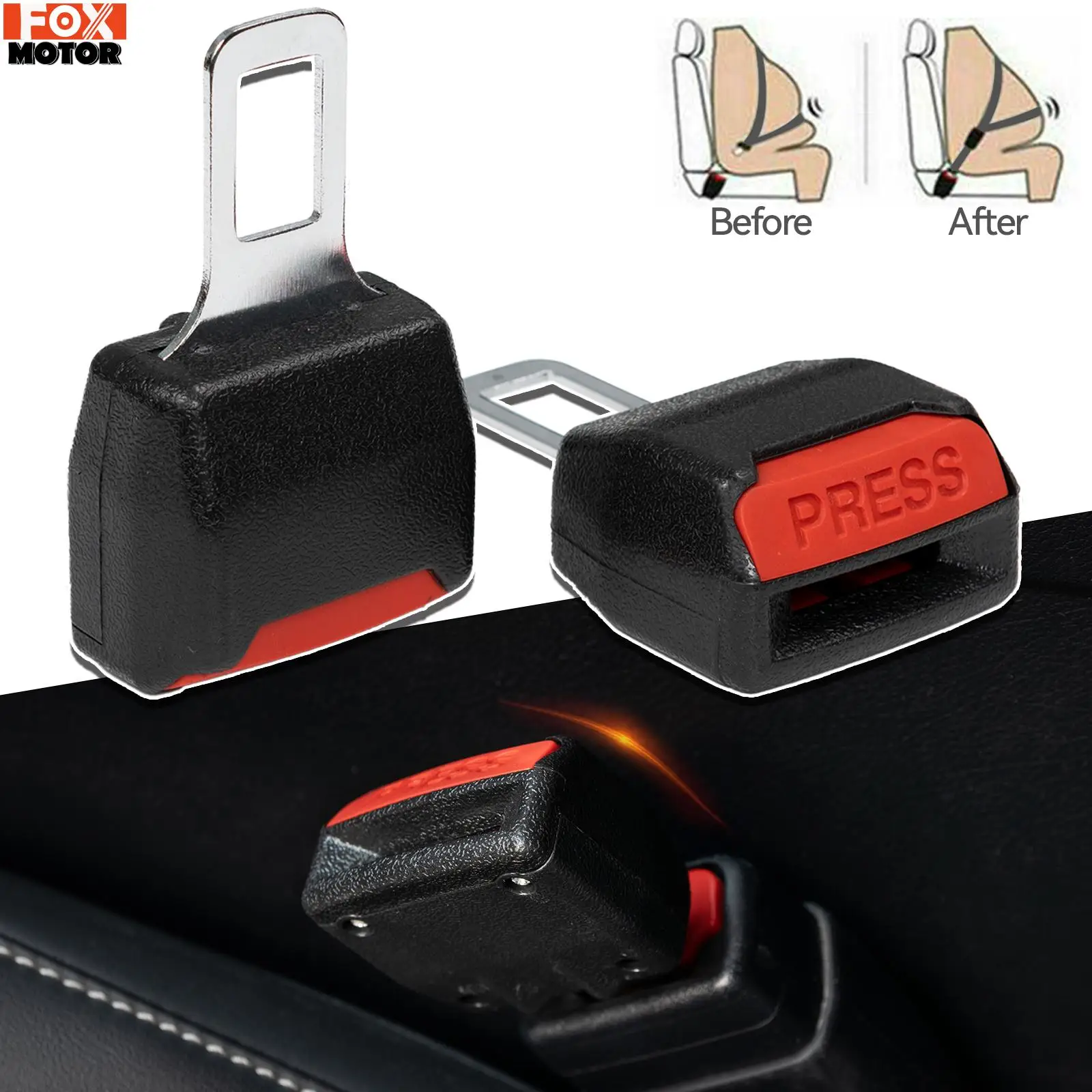 

2Pcs Universal Car Seat Belt Extender Extension Strap Clip Car Safety Seatbelt Buckle Lock Plug Insert Alarm Stopper Accessories