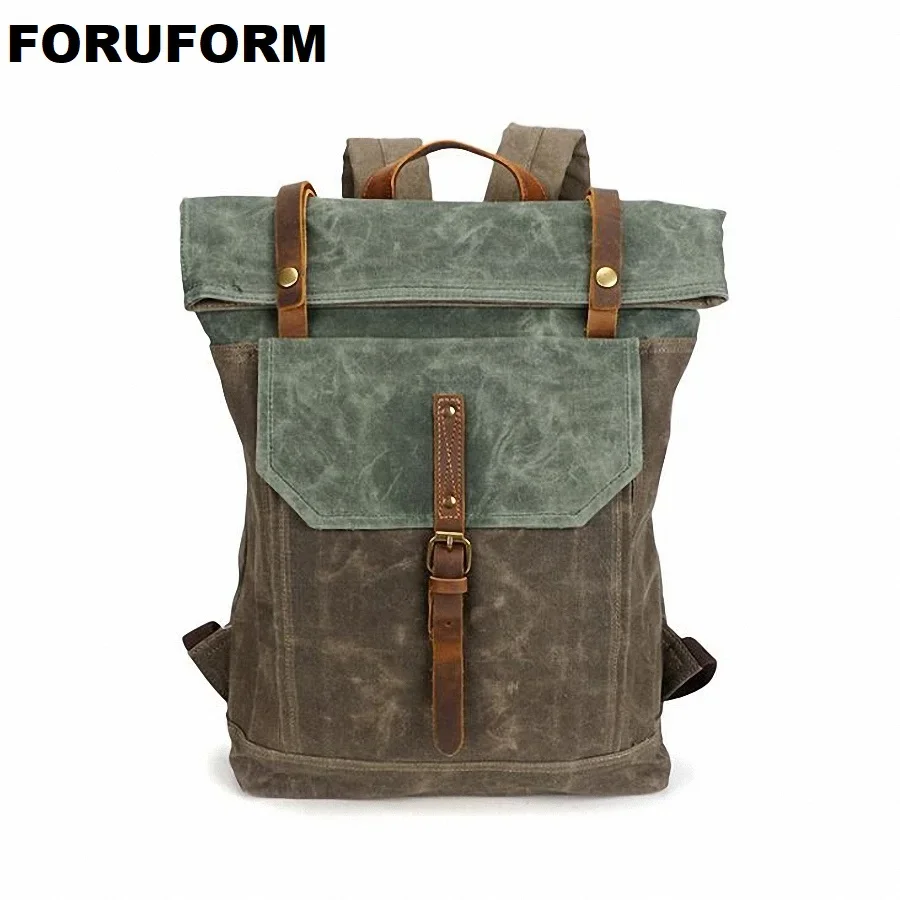 

Водонепроницаемый рюкзак для мужчин, Холщовый дорожный рюкзак на плечо, винтажный Большой Вместительный молодежный рюкзак для ноутбука, военная школьная сумка