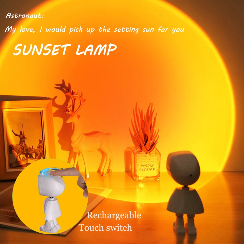 

Магнитная притягательная USB-лампа С закатом, светодиодный RGB проектор, сенсорный выключатель, фотографическое освещение, домашний декор, светильник, праздничный подарок