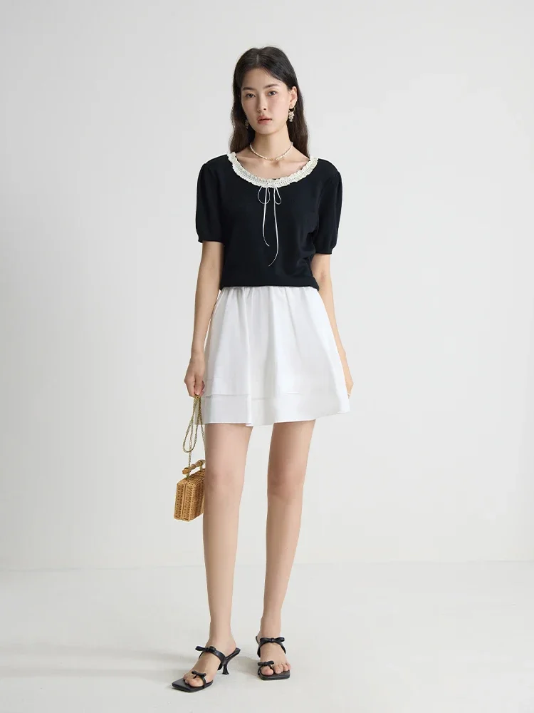 Женская трикотажная футболка с круглым вырезом