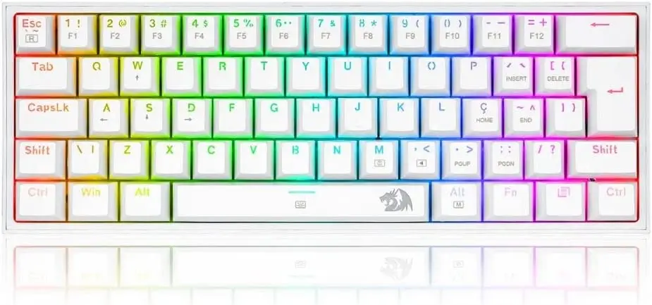 

2023 Mecânico Gamer Compacto Fizz Lunar White RGB Switch Azul K617-RGB-W teclado mecânico gamer