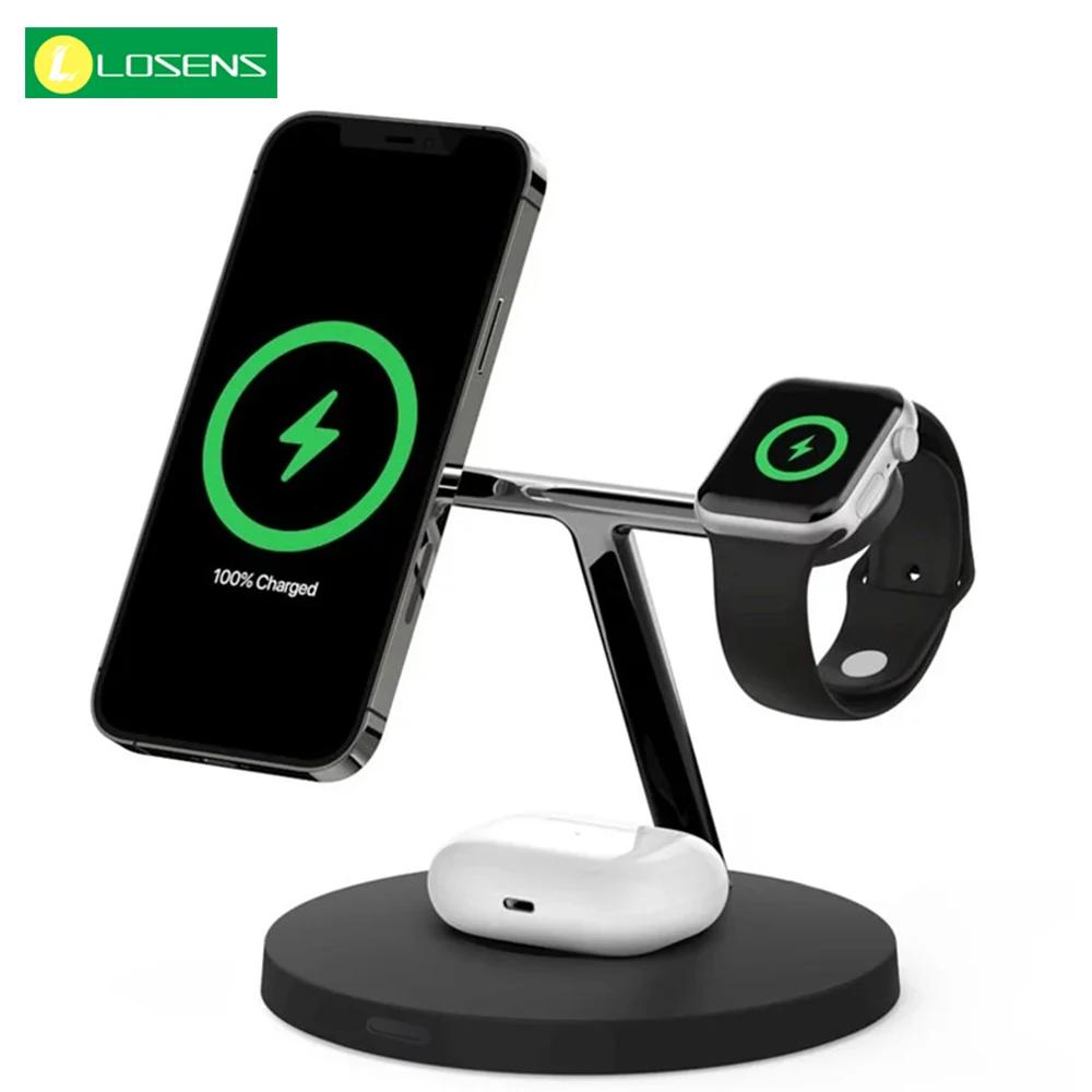

15W 3 in 1 Magnetic Fast Wireless Charger For iPhone 13 12 Pro Max Wireless Charging Dock Station For Apple iWatch 7 Airpod Pro