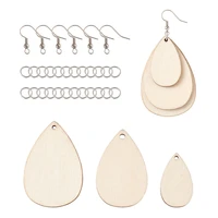 pandahall 1set wooden earrings pendants geometric wood charms with earring hook for dangle earring jewelry making diy crafts kit