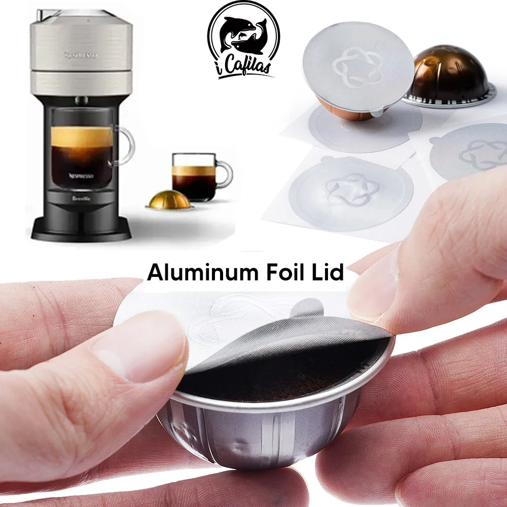 icafilas Disposible Nespresso Vertuo Coffee Capsule Seal Aluminum Foils Cream Cafe Filter Lid Sticker For Nespresso Vertuo Plus