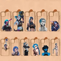 anime arcane jinx phone case for iphone 13 14 pro max xs xr 12 11 pro 13 mini 6 7 8 plus soft clear back cover