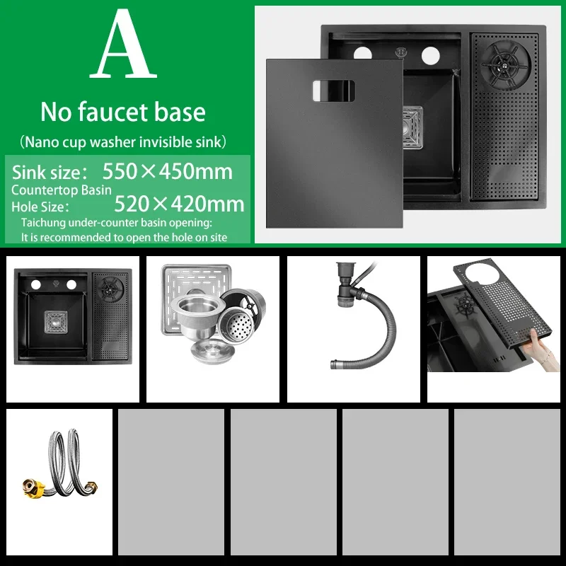 

Скрытая мойка для чашек Nano 304, кухонная раковина из нержавеющей стали, невидимый складной смеситель, маленькая раковина с одной чашей, бассейн для мытья посуды