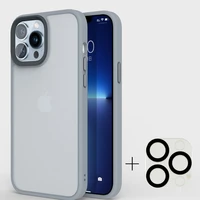 luxury shockproof armor case on for iphone 13 12 11 pro max mini metal button clear cover matte with lens camera protector film