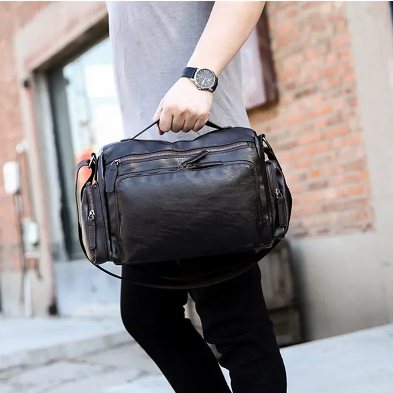 Leisure One Shoulder Straddle Bag Men's Luxury Brand Men's Messenger Bag Retro Leather Shoulder Bag Cross Bag Men Black