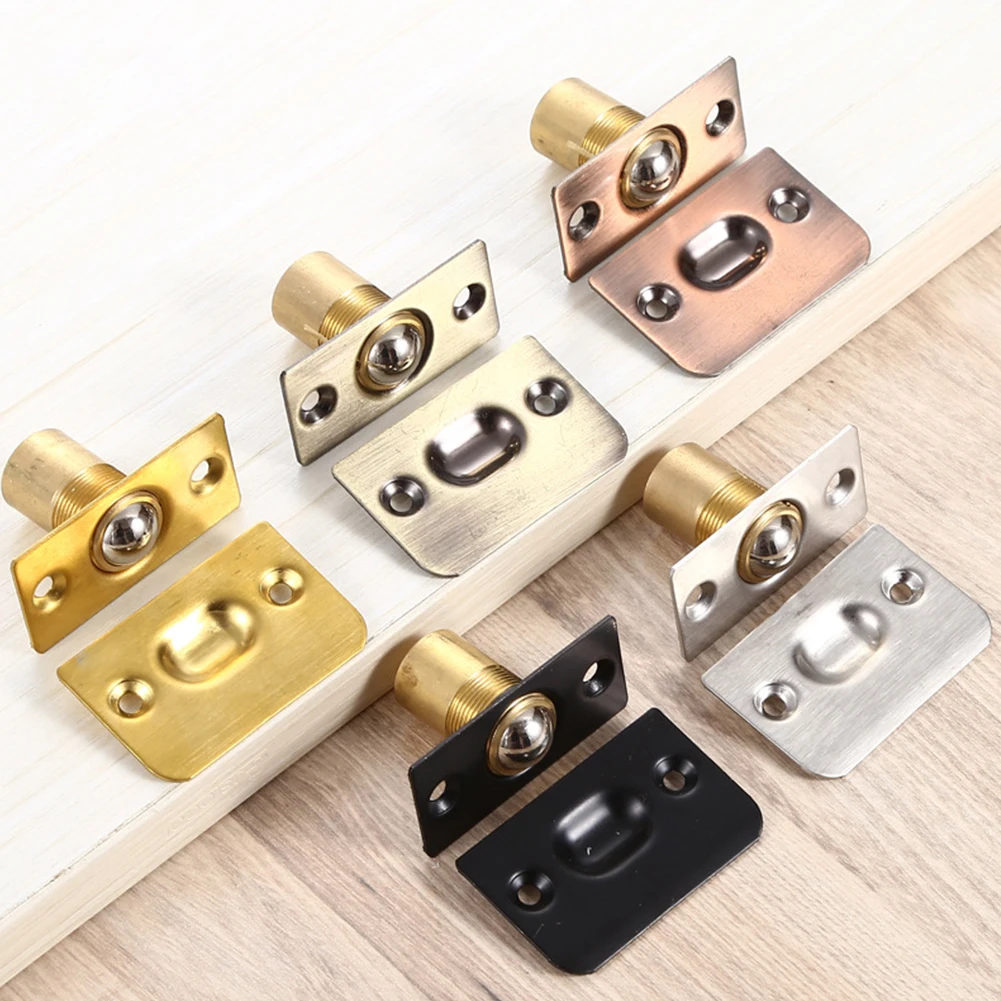 1PC Furniture Door Latch Spring Invisible Wooden Cabinet Door Beads Lock Closet Ball Catch Latch Adjustable Door Top Bead