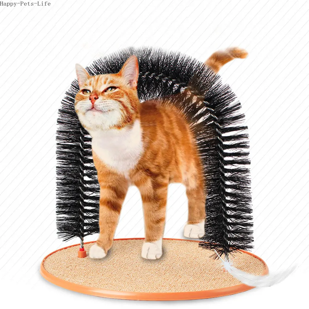 

Comfortable Arch Cats Massager Pet Itching Grooming Supplies Round Fleece Base Kitten Toy Scratching Device Hair Brush for Pets