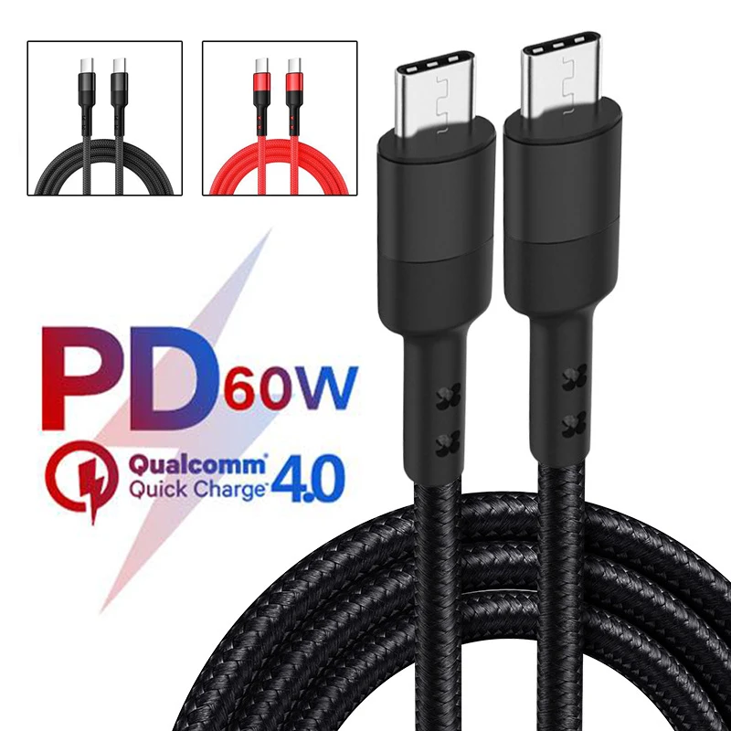 

60W USB C To USB Type C Cable USBC PD Fast Charging Charger Cord USB-C 3A QC4.0 TypeC Cable For Macbook Samsung Xiaomi POCO