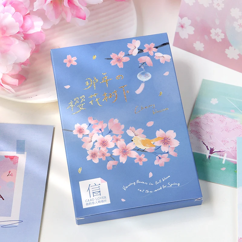 

30 Sheets/Set Under The Cherry Tree Series Postcard Cherry Blossom INS Style Blessing Greeting Card Message Cards