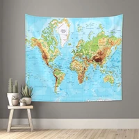 world map fabric tapestry wall decor watercolor map hippie psychedelic decorative carpet bed sheet bohemian home
