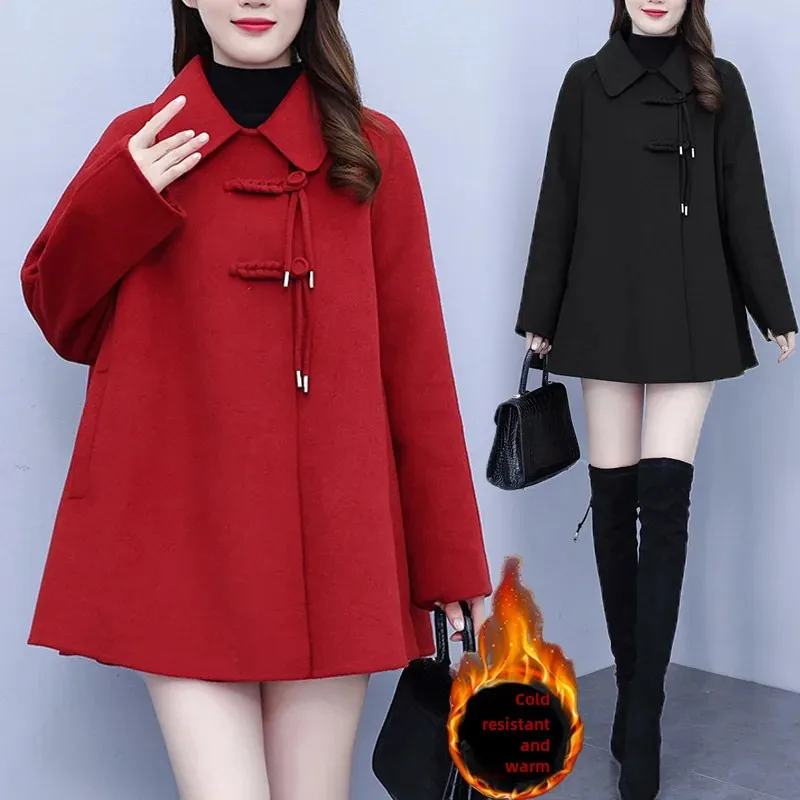 Осенне-зимняя свободная модная винтажная куртка средней длины стройнящее пальто