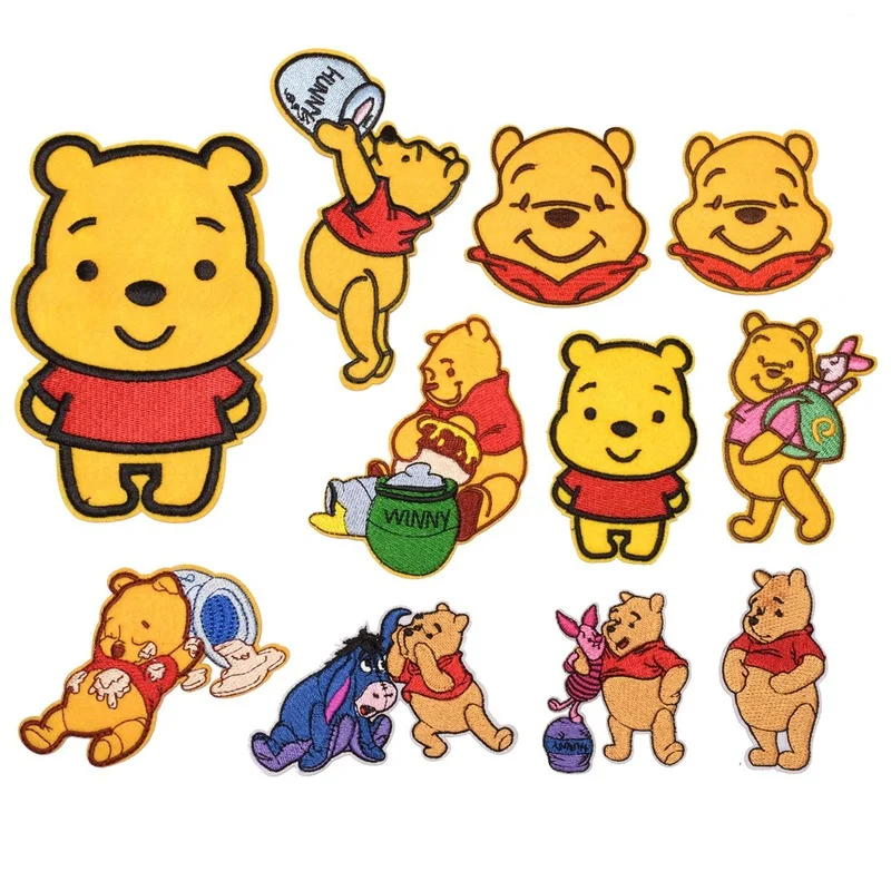 

Disney Winnie The Pooh Patch Embroidery Patch Iron on Patch for Clothing DIY Garment Pants Bag jeans Accessories Patch Applique