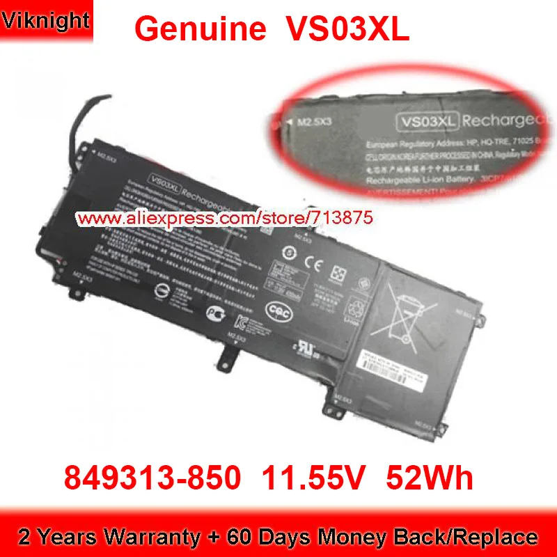 Genuine Vs03xl Hstnn-ub6y Bateria para hp Envy 15-as152nr 15-as004na 15t-as100 15-as020nr 15-as010ca 15-as005na 11.55v 52wh