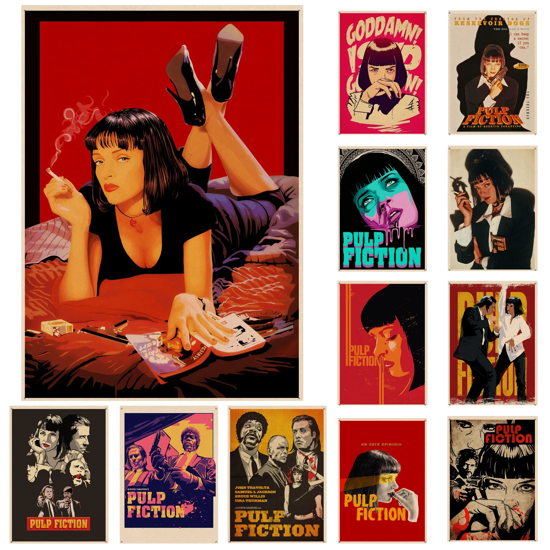 

Pulp Fiksi Film Classic Vintage Posters Wall Art Retro Posters For Home Posters Wall Stickers