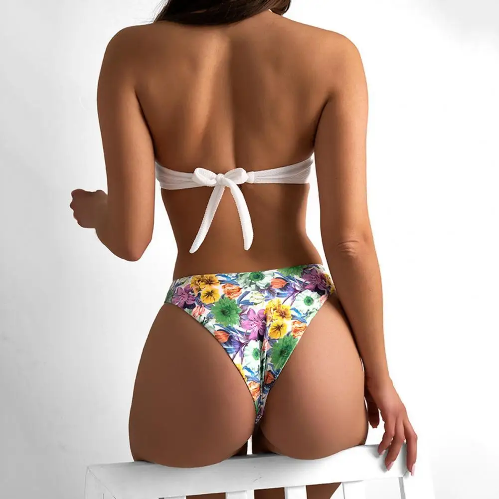 

Knot Floral Print Flower Pattern Women Swimwear Suit Female Garment