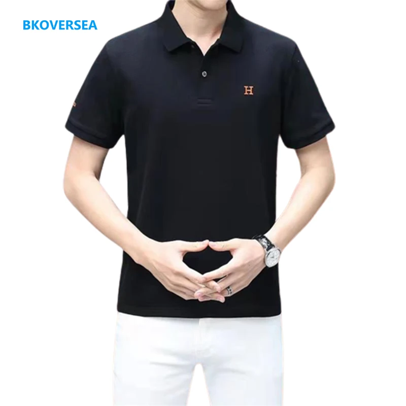 

2022 Middle-Aged And Young Men's Solid Color Simple Casual Business Polo-shirt Summer High-End Letter Embroidery Lapel