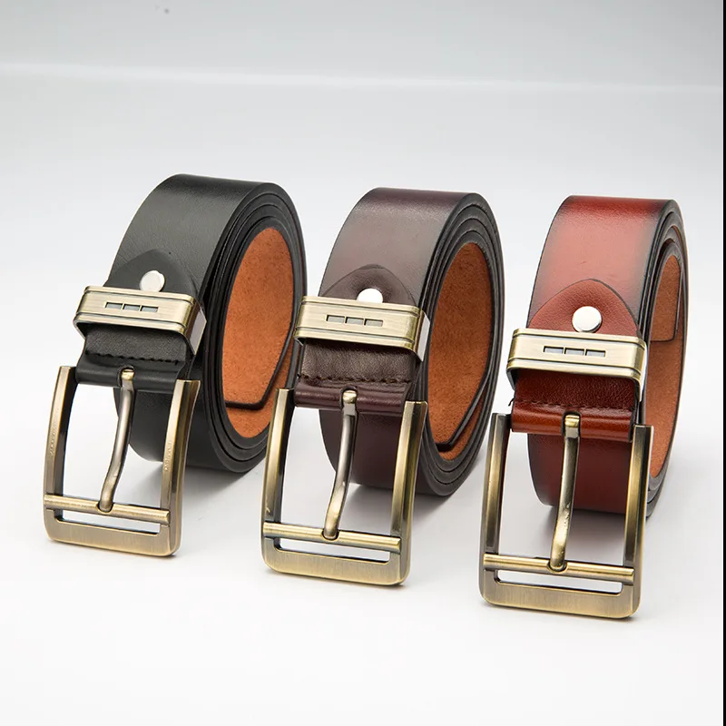 3.8cm Retro Men's Belt Alloy Pin Buckle High-quality Microfiber Solid Color All-match Waist Belt for Men Youth Waistband