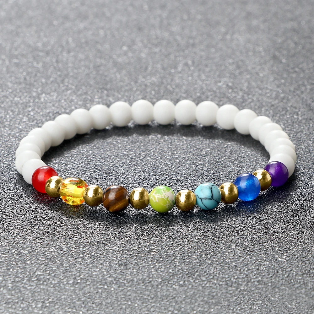 Чакра рейки 6 мм натуральная лава тигровый глаз браслет из бисера для женщин и