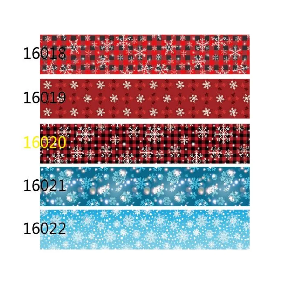

Christmas Decoration Snowflower Grosgrain Ribbon Printed 25mm 50yards Center for Bows Sewing Handmade Materials