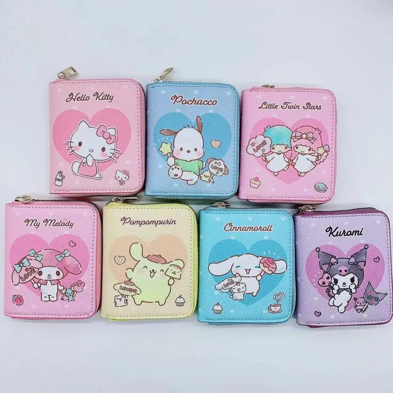 

Sanrios Anime My Melody Hello Kittys Kuromi Women Wallet Kawaii Cinnamoroll Pompompurin Little Twin Star Pochacco Leather Wallet
