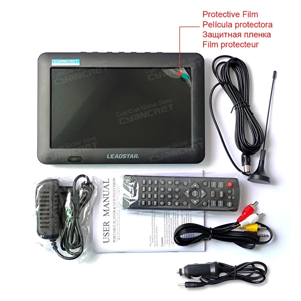 LEADSTAR D8 Портативный телевизор 8-дюймовый DVB-T2 tdt DTT Цифровой и аналоговый Мини-телевизор для небольших автомобилей с поддержкой USB TF MP4 H.265 AC3 (art.: 3920c97fa4efa) - 3920c97fa4efa