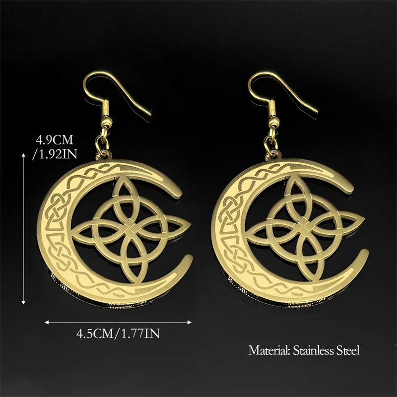 Женские Серьги-гвоздики Из Нержавеющей Стали С Кельтским Узлом Дизайн Луны И
