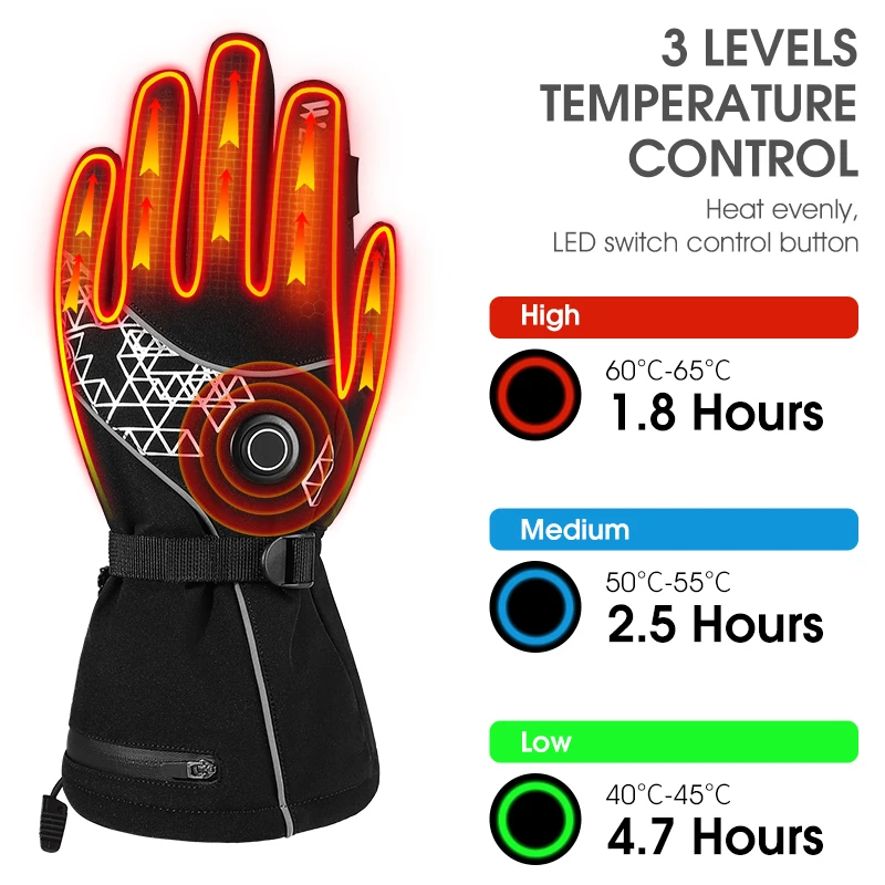 

WEST BIKING Heated Gloves 5V4000MAh Warmer Skiing Gloves USB Electric Rechargeable Battery Bike Gloves Touch Screen Waterproof