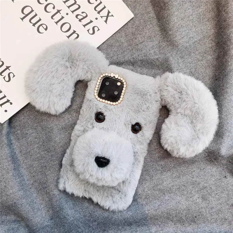 3D пушистая плюшевая теплая счастливая собака фоточехол для OPPO A16 A12E A5S A3S A74 A54 A95 A94