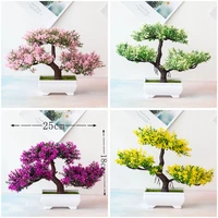 1pc artificial plants bonsai plastic fake plant small greenery tree flowers potted for home garden bedroom table office decor