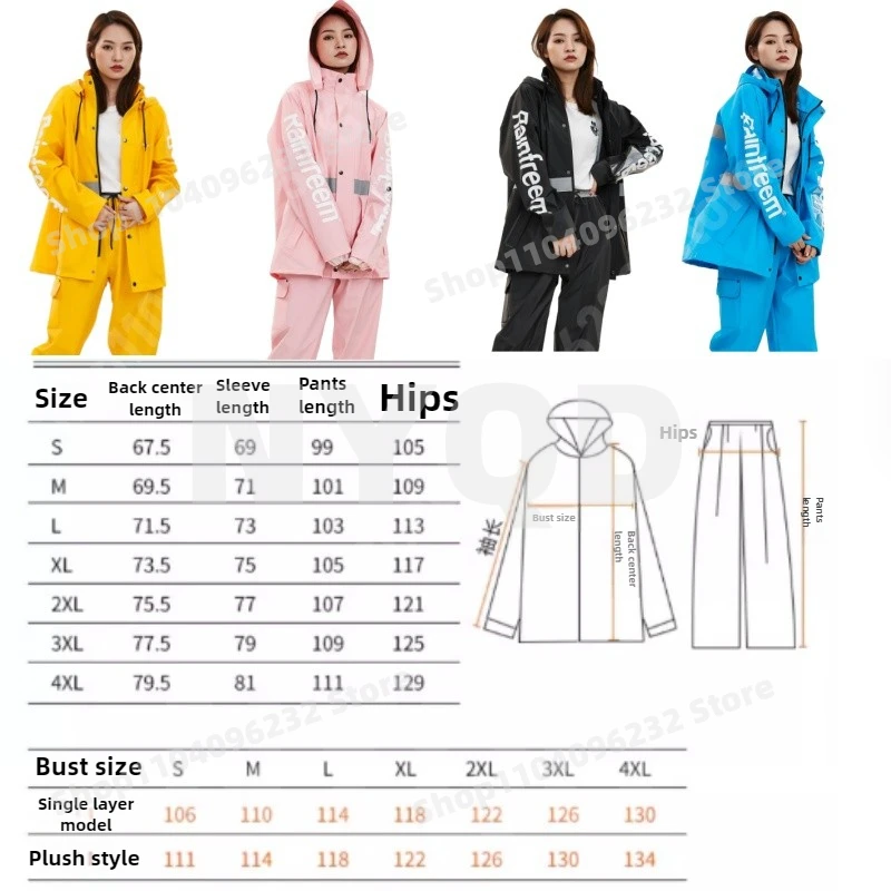 Фото Motorcycle Riding Raincoat Suit Plush Style Raincoat Rainpants Rainstorm Proof Suit Outdoor Fishing Long Full-length Raincoat №5