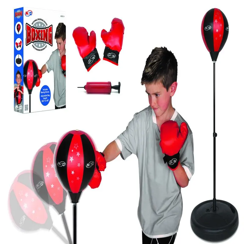 

Youngsters Punching Bag and Boxing Gloves Set - Freestanding Base Punching Ball with Spring Loaded Height Adjustable Stand, Juni